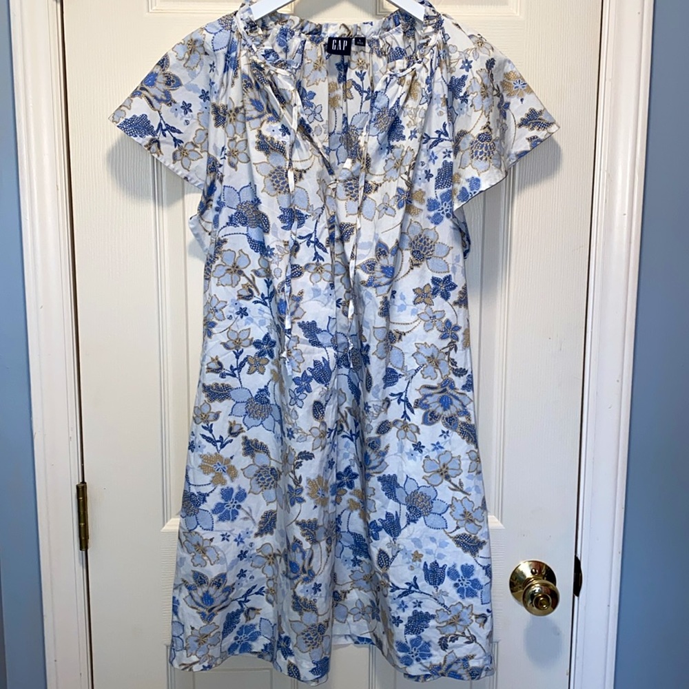 GAP Tie Front Flutter Sleeve Mini Dress EUC